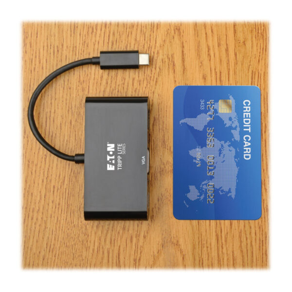 Tripp Lite series USB-C to VGA Adapter with USB 3.x (5Gbps) Hub Ports and 60W PD Charging, Black