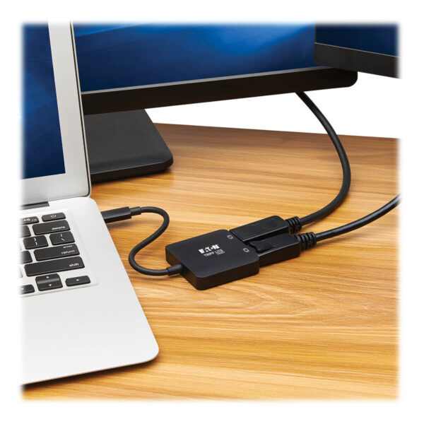 Tripp Lite series USB-C Adapter, Dual Display - 4K 60 Hz DisplayPort, 8K, HDR, 4:4:4, HDCP 2.2, DP 1.4 Alt Mode, Black