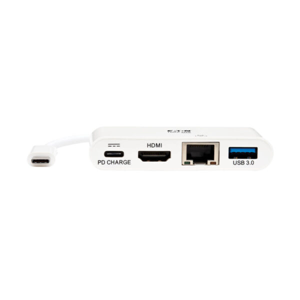 9c8873b009229ebca10b382e6c1763ca Tripp Lite series USB-C Multiport Adapter - 4K HDMI, USB 3.x (5Gbps) Hub Port, GbE, 60W PD Charging, HDCP, White