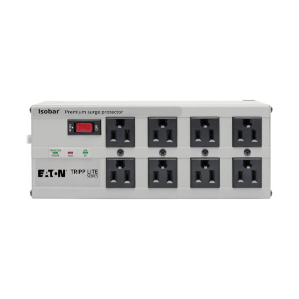 Tripp Lite series Isobar 8-Outlet Surge Protector, 12 ft. Cord with Right-Angle Plug, 3840 Joules, Diagnostic LEDs, Metal Housing