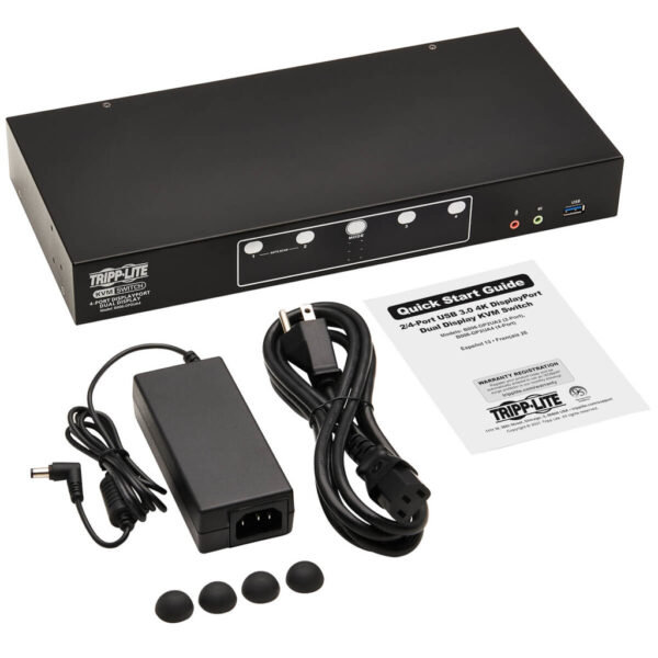 Tripp Lite series 4-Port DisplayPort Dual-Display KVM Switch - 4K 60 Hz, USB 3.2 Gen 1, HDCP 2.2, USB Sharing, TAA
