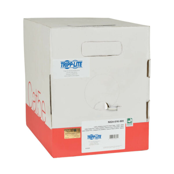 Tripp Lite series Cat5e 350 MHz Solid Core Plenum-Rated (UTP) PVC Bulk Ethernet Cable - White, 1000 ft. (304.8 m), TAA