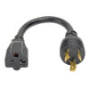 Tripp Lite series Power Cord Adapter, NEMA L5-20P to NEMA 5-15R - Heavy-Duty, Locking, 20A, 125V, 12 AWG, 6-in. (15.24 cm), Black