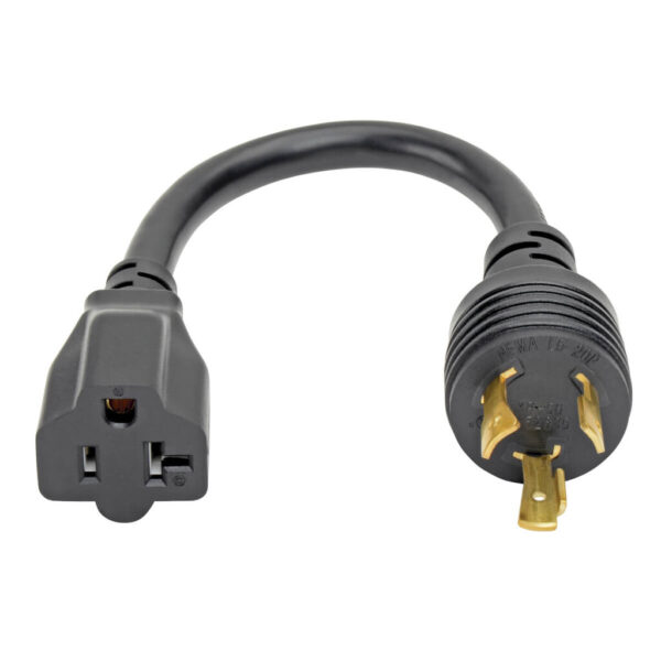 Tripp Lite series Power Cord Adapter, NEMA L5-20P to NEMA 5-15R - Heavy-Duty, Locking, 20A, 125V, 12 AWG, 6-in. (15.24 cm), Black