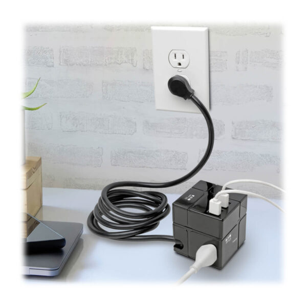 9d5396fd2fa19ffacbece22ca28faca6 Tripp Lite series Safe-IT 3-Outlet Cube Surge Protector, 5-15R Outlets, 6 USB Charging Ports, 8 ft. (2.4 m) Cord, Antimicrobial Protection