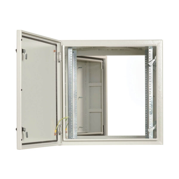 Tripp Lite series SmartRack Industrial Enclosure with Lock - NEMA 4, Wall Mount, Metal Construction, Hinged Back, 32 in. Depth, 12U, Gray