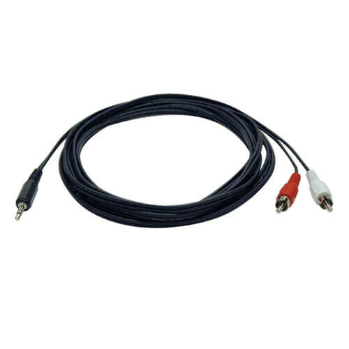 Tripp Lite series 3.5 mm Mini Stereo to RCA Audio Y Splitter Adapter Cable (M/2xM), 12 ft. (3.7 m)
