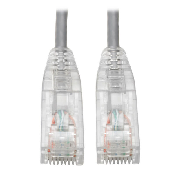 Tripp Lite series Cat6 Gigabit Snagless Slim UTP Ethernet Cable (RJ45 M/M), PoE, Gray, 8-in. (20.32 cm)
