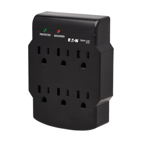 Tripp Lite series 6-Outlet Surge Protector, Direct Plug-In, 750 Joules, Diagnostic LED, Black