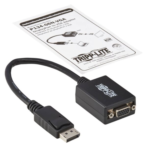 Tripp Lite series DisplayPort to VGA Active Adapter Video Converter (M/F), 6-in. (15.24 cm), 50 Pack