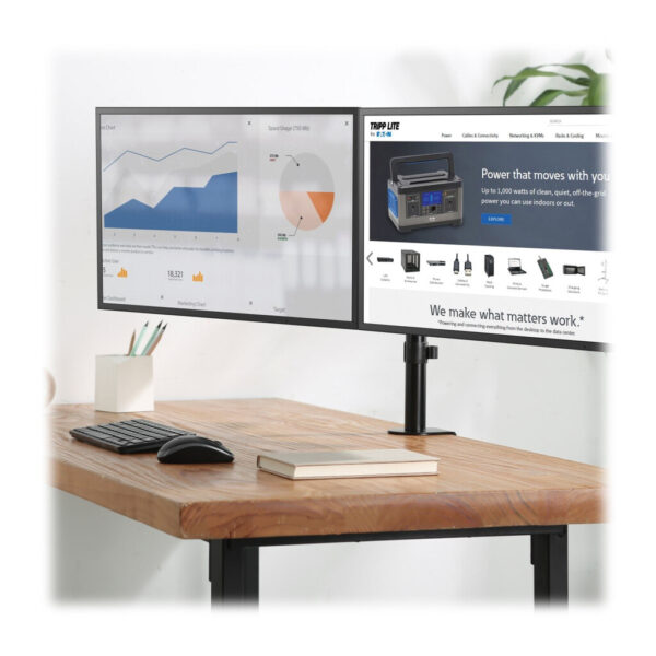 9ea5b9dcef973087f6ee7cff0bb5ae69 Tripp Lite series Dual-Monitor Flex-Arm Desktop Clamp for 13” to 27” Displays