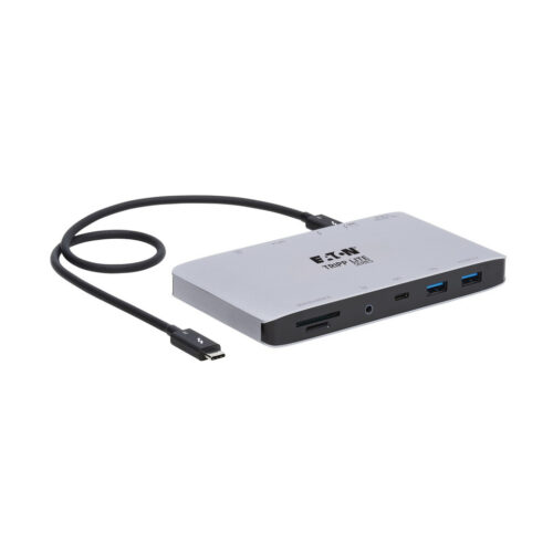 Tripp Lite Thunderbolt 3 Dual-Display Dock, 8K DisplayPort, USB 3.2 Gen 2 10G, USB-A/USB-C Hub, GbE, International Plug Adapters - MTB3-DOCK-03INT