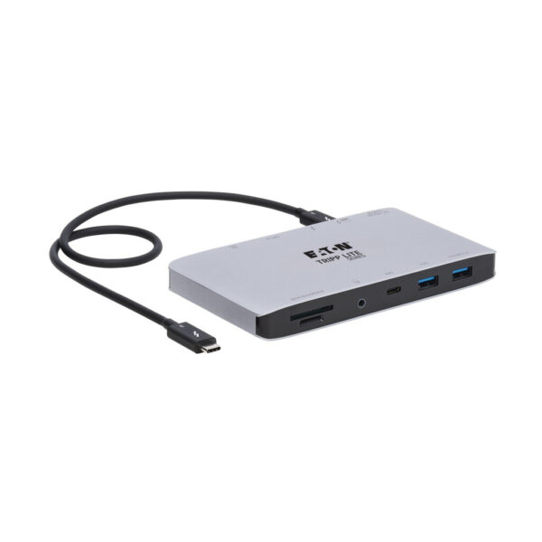 Tripp Lite Thunderbolt 3 Dual-Display Dock, 8K DisplayPort, USB 3.2 Gen 2 10G, USB-A/USB-C Hub, GbE, International Plug Adapters - MTB3-DOCK-03INT