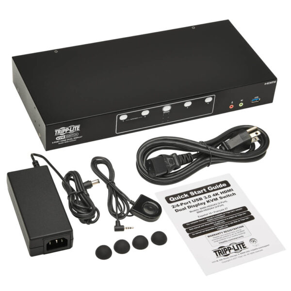 Tripp Lite series 4-Port HDMI Dual-Display KVM Switch - 4K 60 Hz, USB 3.2 Gen 1, HDCP 2.2, USB Sharing, TAA