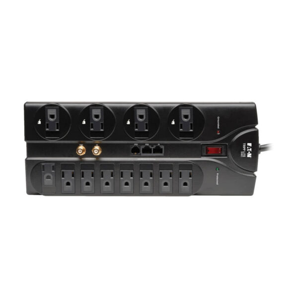 Tripp Lite series Protect It! 12-Outlet Surge Protector, 8 ft. (2.43 m) Cord, 2880 Joules, Tel/Modem/Coaxial/Ethernet Protection