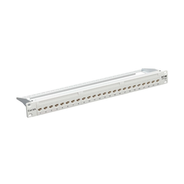9fd402d4dc0702f756db617d1faa7e79 Tripp Lite series 24-Port Cat6a Feed-Through Patch Panel - 4PPoE Compliant, 1U Rack-Mount, RJ45 Ethernet, White, TAA