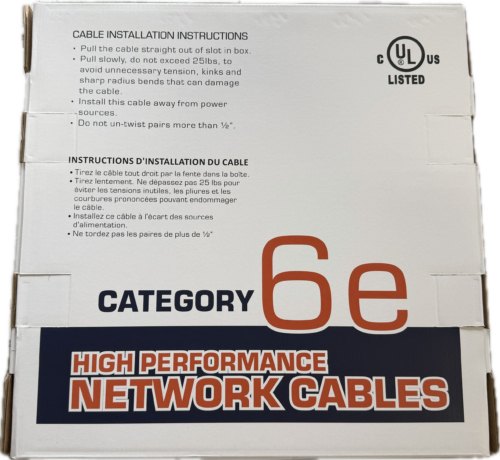 PSI Data - Cat6e 4pr/23AWG Sol Splineless 550MHz CMR/FT4 1000' Box - Gray