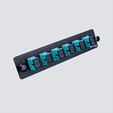 Fiber Adapter Panel, 6-Port, Simplex, SC, MM, OM3, Aqua