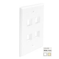 4-Port Single Gang, Flush Style, Faceplate Light Almond