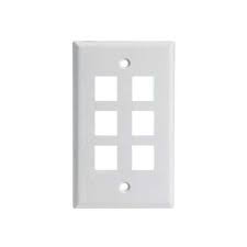 FP06PXX-S 6-Port Single Gang, Flush Style, Faceplate Light Almond