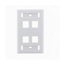 FPW4PXX-S 4-Port Single Gang, Flush Style, Faceplate, W/Window Labels Ivory
