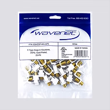 F-Type Snap-in Keystone, 3GHZ, Gold Plated, 25-Pack, Ivory