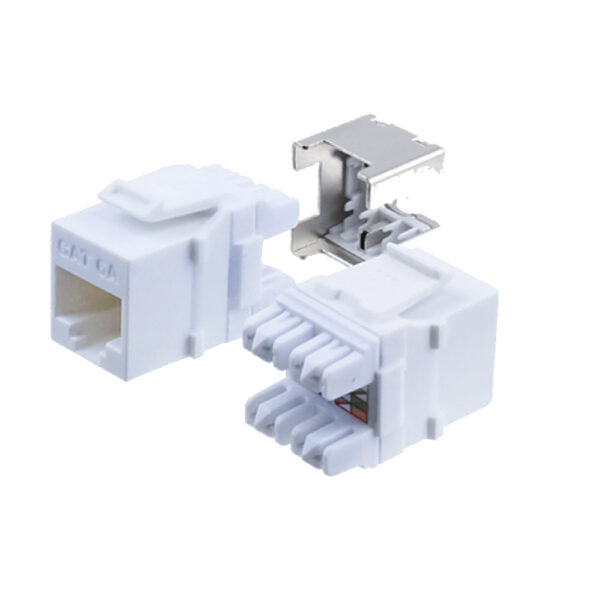 HD-6AKSJWH Image CAT6A, HDJ-Series, UTP, 110-Type, 8P8C (RJ-45), Keystone Jack, T568A/B, White, 25-Pack