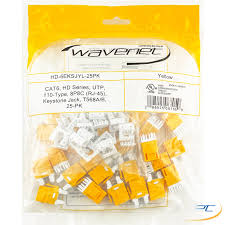 HD-6EKSJYL-25PK CAT6, HDJ-Series, UTP, 110-Type, 8P8C (RJ-45), Keystone Jack T568A/B - Yellow 25-Pack