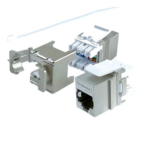 CAT6A, HDJ-Series, FTP Shielded, 110-Type, 8P8C (RJ-45), Keystone Jack, 568A/B, Zinc Alloy