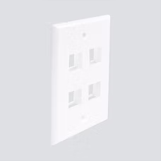 4-Port,  Oversized Faceplate, Single Gang, Plastic White