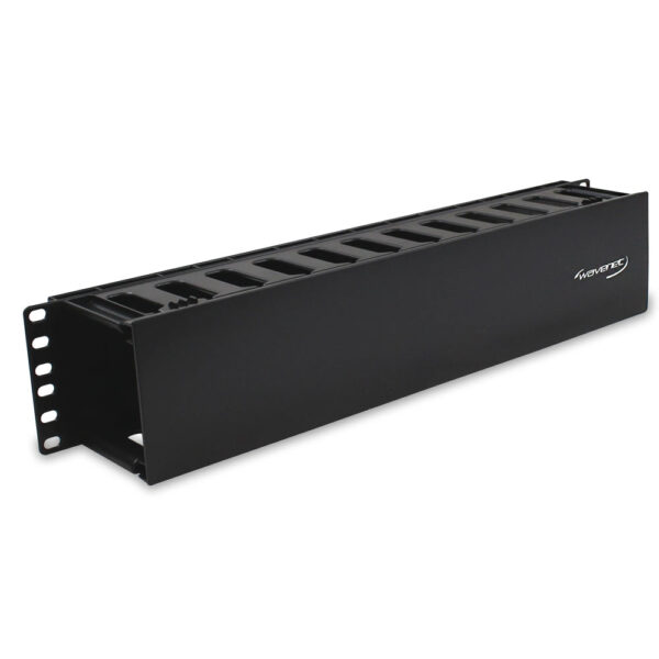 Plastic Duct Horizontal Cable Manager, Single-Sided, W/Cover, 2U