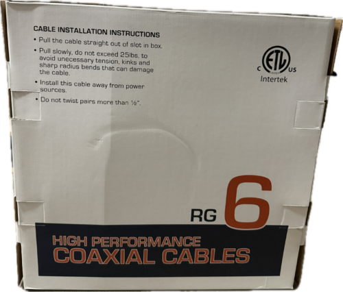 PSI Data - RG6 60% CCS Foil CMR/FT4 Black 3GHz 1000' - White