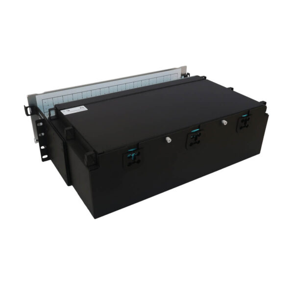 a0177329a86bcf2bcd5e63fc1b4b79a6 Tripp Lite series Preloaded Fiber Patch Panel, 3U - 48x (12F MTP/MPO-PC to 4x LC Duplex F/F) 8F Trunk Cables, OM4 Multimode, 5 m (16.4 ft.)