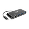 Tripp Lite series 3-Port USB-C Hub - USB 3.x (5Gpbs) Hub Ports, Gigabit Ethernet, 60W PD Charging, Black