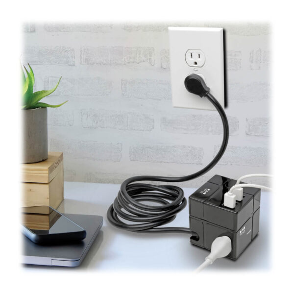 Tripp Lite series Protect It! 3-Outlet Power Cube Surge Protector - 6 USB-A Ports (7.2A Shared), 6 ft. (1.83 m) Cord, 540 Joules, Black