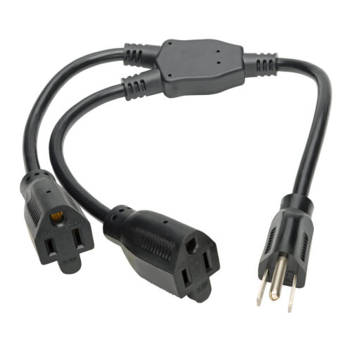 Tripp Lite series Extension Cord Y Splitter, NEMA 5-15P to 2x NEMA 5-15R - 13A, 120V, 16 AWG, 18-in. (45.72 cm), Black