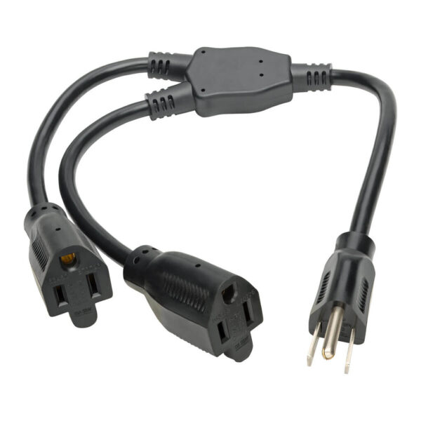 a0dd71866aea3638ebac02a1dcf6598a Tripp Lite series Extension Cord Y Splitter, NEMA 5-15P to 2x NEMA 5-15R - 13A, 120V, 16 AWG, 18-in. (45.72 cm), Black