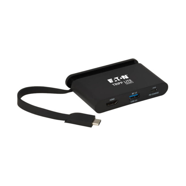 Tripp Lite series USB-C Multiport Adapter - 4K HDMI, USB 3.x (5Gbps) Hub Port, Self-Storing Cable, 100W PD Charging, Black