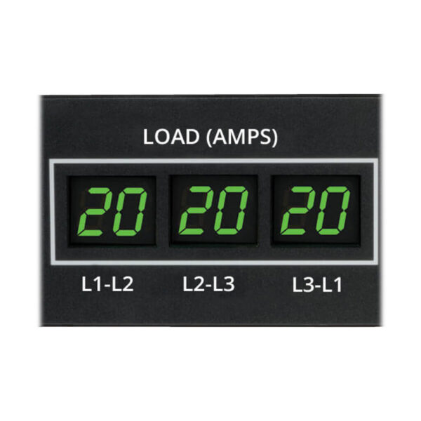 Tripp Lite series 14.4kW 3-Phase Local Metered PDU, 208V Outlets (36 C13, 6 C19, 3 L6-30R) Hubbell 50A CS8365C, 6 ft. (1.83 m) Cord, 0U Vertical, TAA