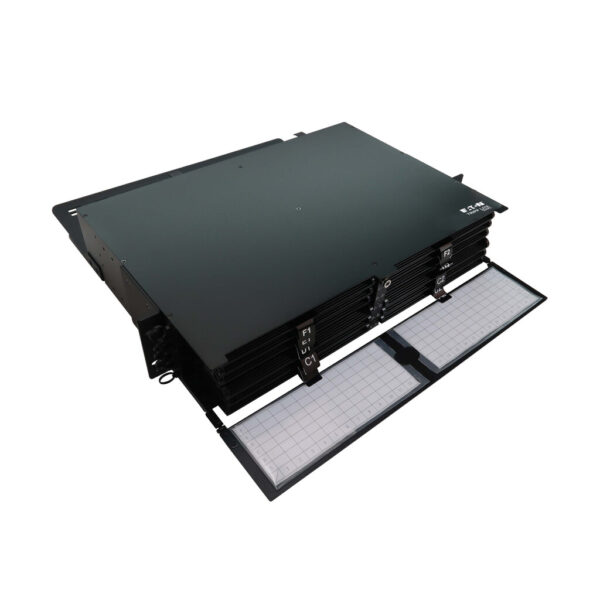 a12c0ca207f86c6afce8ccd2c0ac7007-1 Tripp Lite series High-Density Panel Fiber Splice Enclosure - 12 Splicing Cassettes, 288 LC/UPC SM 0.9 mm, 1.5 m Pigtail, 2U Rack