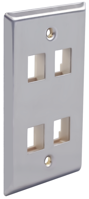 SSFP-04P-S Image Stainless Steel, Single Gang, 4-Port, W/O Window Label Faceplate