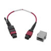 Tripp Lite series MTP/MPO Parallel Optics Base-8 Migration Fiber Adapter, Polarity A to B, 12 Fiber, 40GB/100GB, OM4 M/F, Magenta, 8 in.