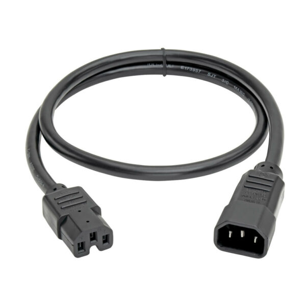 a14ebe0fadaf84fb435465485e3a4a12 Tripp Lite series Power Cord C14 to C15 - Heavy-Duty, 15A, 250V, 14 AWG, 3 ft. (0.91 m), Black