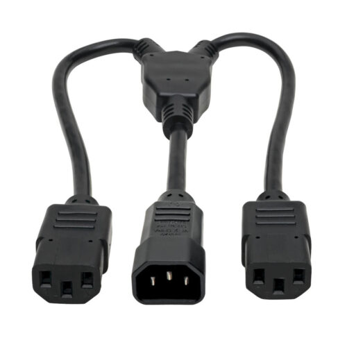 Tripp Lite series Power Cord Splitter, C14 to 2xC13 PDU Style - 10A, 250V, 18 AWG, 18-in. (45.72 cm), Black