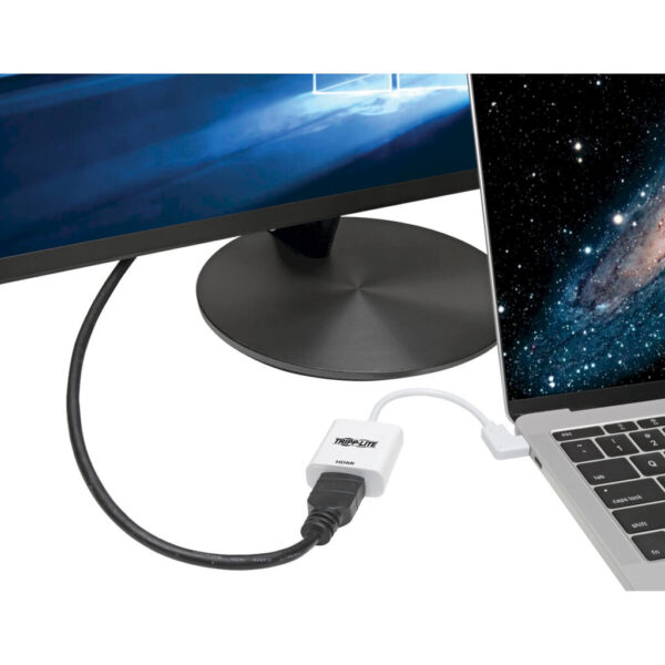 Tripp Lite series USB-C to HDMI Adapter (M/F) 4K 60 Hz, HDCP 2.2, Right-Angle USB-C, White