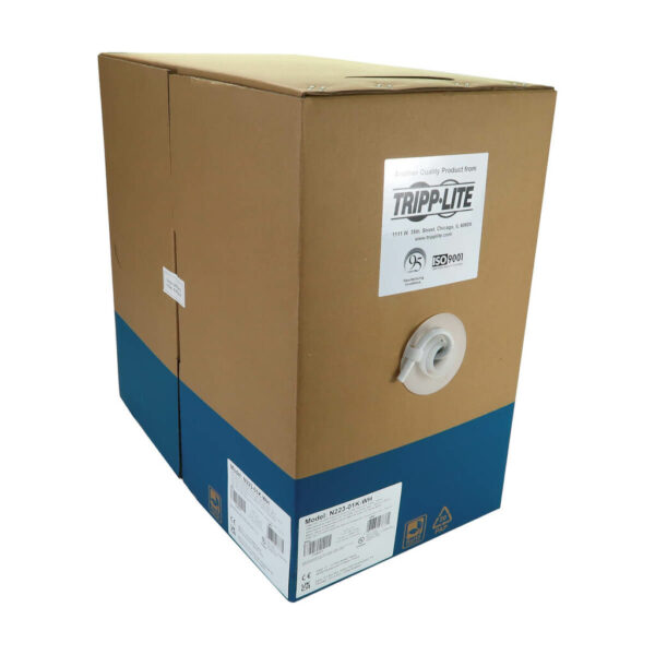 Tripp Lite series Cat6a 10G Solid Core UTP Bulk Ethernet Cable, CMR Rated, White, 1000 ft. (305 m)