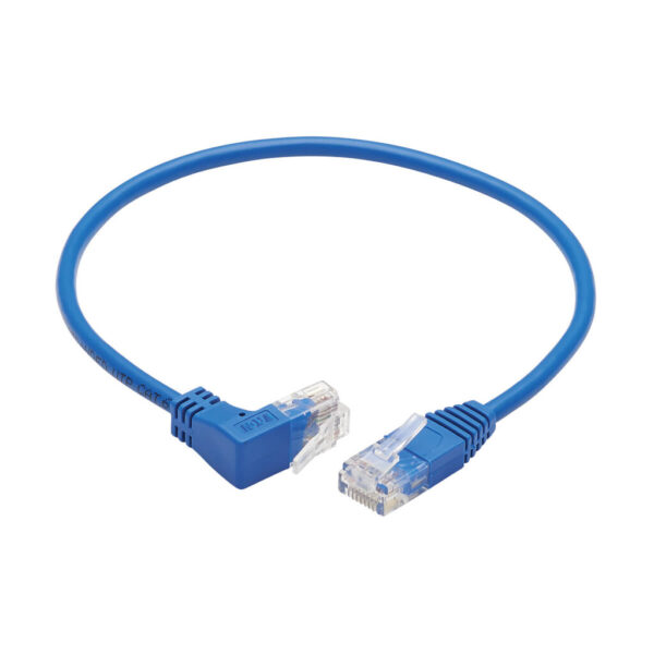 Tripp Lite series Up-Angle Cat6 Gigabit Molded Slim UTP Ethernet Cable (RJ45 Right-Angle Up M to RJ45 M), Blue, 1 ft. (0.31 m)