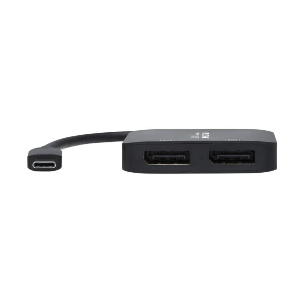Tripp Lite series USB-C Adapter, Dual Display - 4K 60 Hz DisplayPort, 8K, HDR, 4:4:4, HDCP 2.2, DP 1.4 Alt Mode, Black