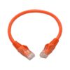Tripp Lite series Cat6 Gigabit Snagless Molded (UTP) Ethernet Cable (RJ45 M/M), PoE, Orange, 1 ft. (0.31 m)