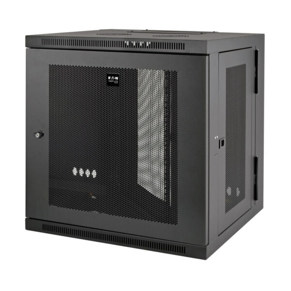 Tripp Lite series SmartRack 12U Low-Profile Switch-Depth Wall-Mount Small Rack Enclosure, Hinged Back